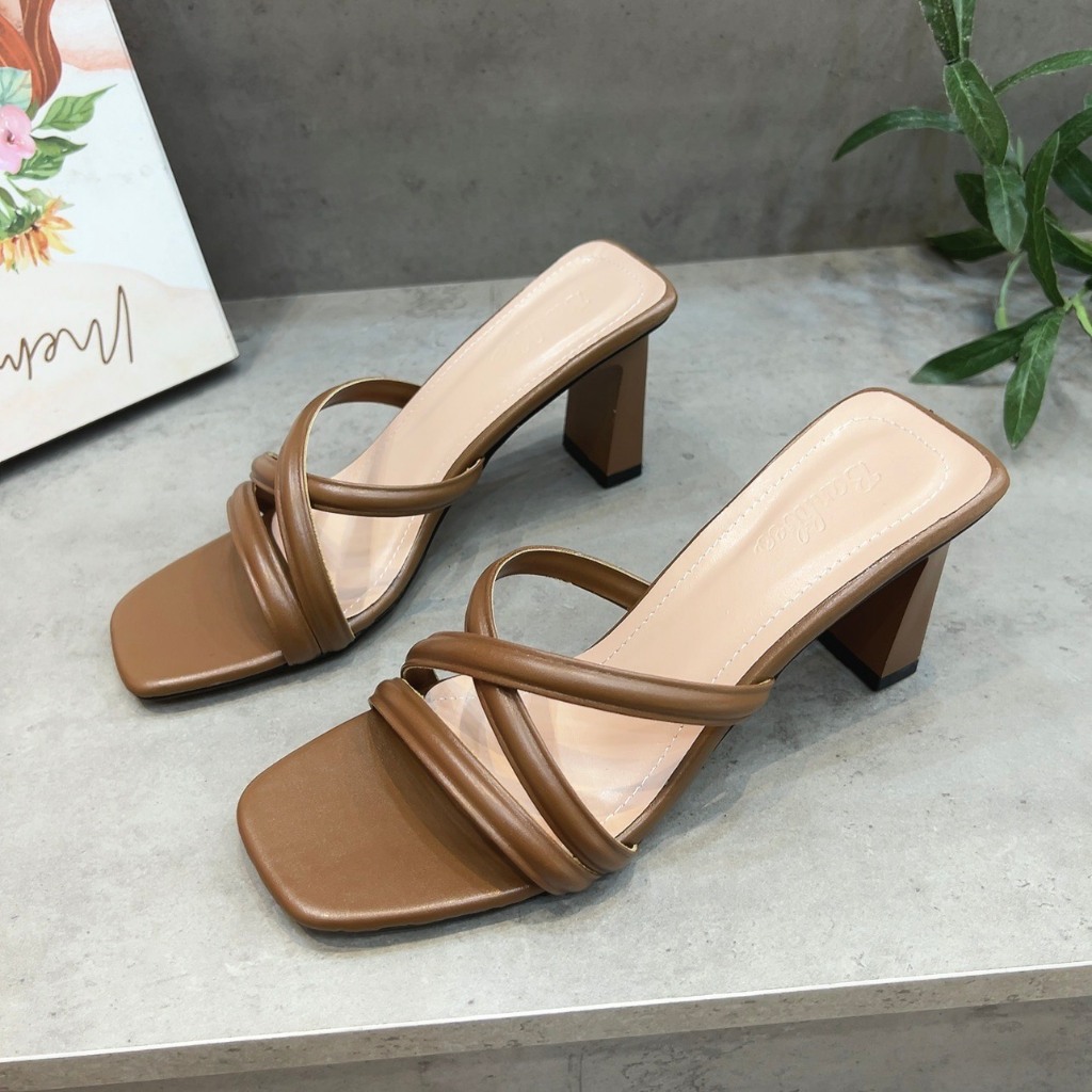 Guốc Cao Gót Xưởng Giày Bánh Bèo - Dép cao gót mũi Vuông cao 5P và 7P 5cm và 7cm Giày Bánh Bèo mã Depdaycheo