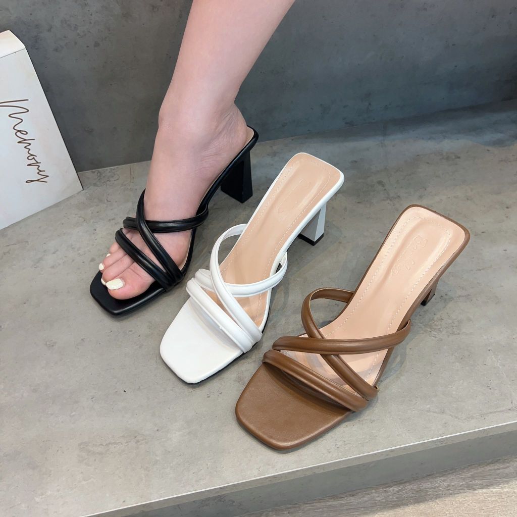 Guốc Cao Gót Xưởng Giày Bánh Bèo - Dép cao gót mũi Vuông cao 5P và 7P 5cm và 7cm Giày Bánh Bèo mã Depdaycheo