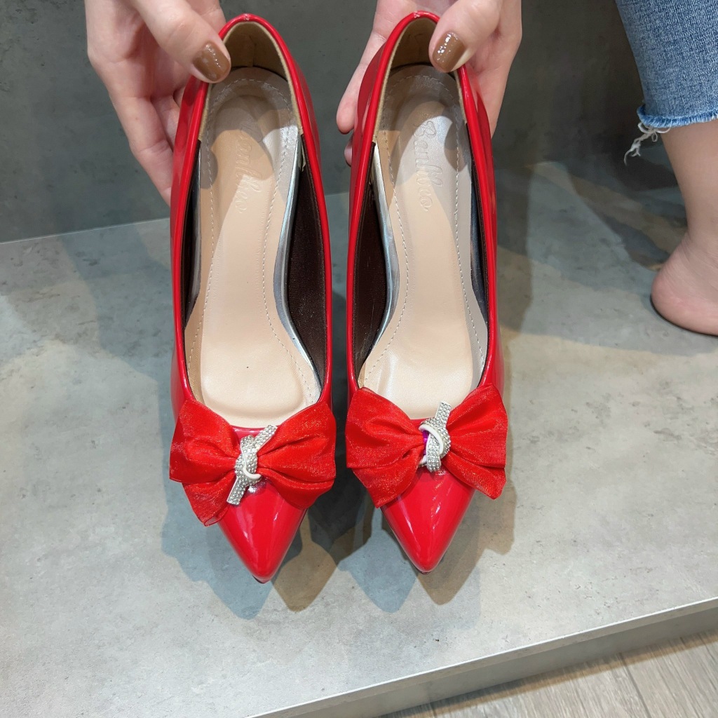 Giày Búp bê cao gót mũi nhọn 5p - 7p nơ Voan nhẹ nhàng và nữ tính. Giày cao gót 5cm và 7cm - mã BB69