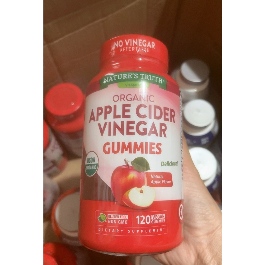 Viên giấm táo giảm cân Apple Cider Vinegar 1200mg 180v, kẹo dấm táo 120v gummy giảm cân của Mỹ