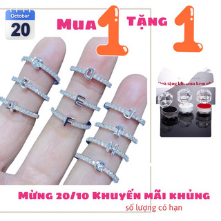 TẶNG kèm hộp đựng nhẫn - Nhẫn chữ cái Valentine theo TÊN NẮNG Aceessorie nhẫn đôi nam - nữ có điều chỉnh size hàn quốc