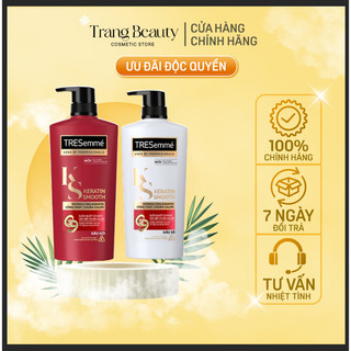 Dầu gội, dầu xả tresemme keratin smooth dưỡng tóc khô xơ rối công thức chuẩn salon vào nếp suôn mượt 640g, 620g