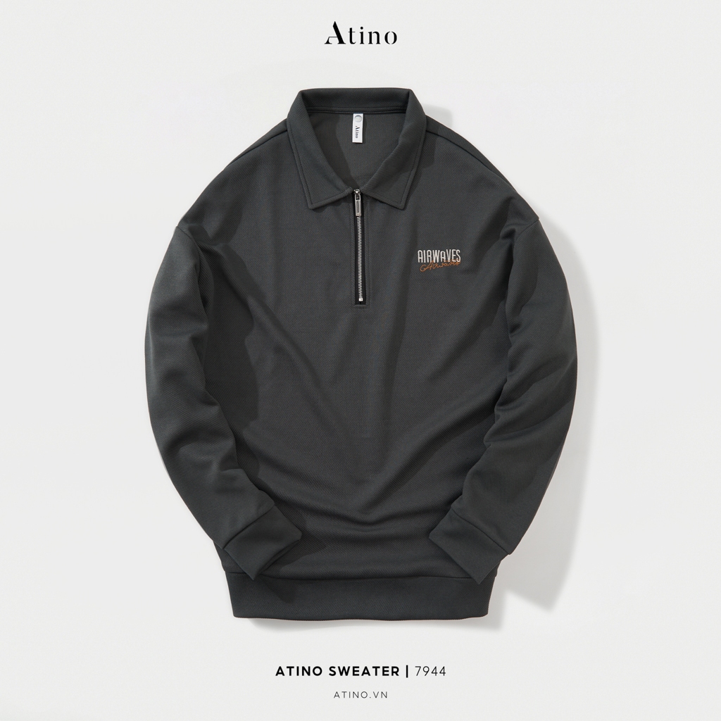 Áo Nỉ Thun Dài Tay Nam Cổ Khóa ATINO Chất Thun Nỉ Ấm Áp Trẻ Trung Form Fitted AN4.7944