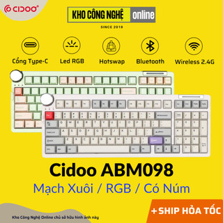  Cidoo ABM098 - Bàn phím cơ Cidoo ABM098 3 mode Có Núm Mạch Xuôi  Hàng Chính Hãng  