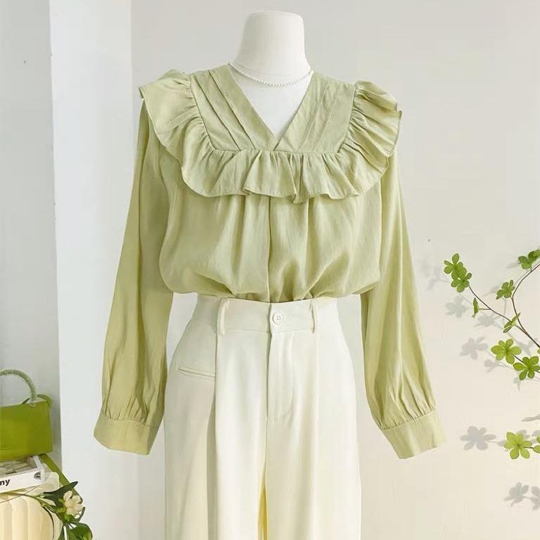 Áo kiểu nữ hàn quốc mùa thu nhẹ nhàng phong cách bèo nhẹ nữ tính trẻ trung LAMO- B1134