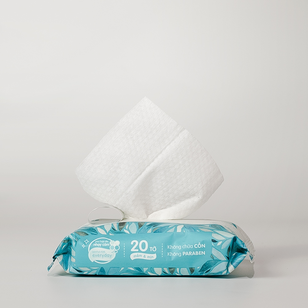 Khăn giấy ướt cao cấp an toàn cho bé Ecowipes gói 20 tờ 110g không mùi không cồn không paraben
