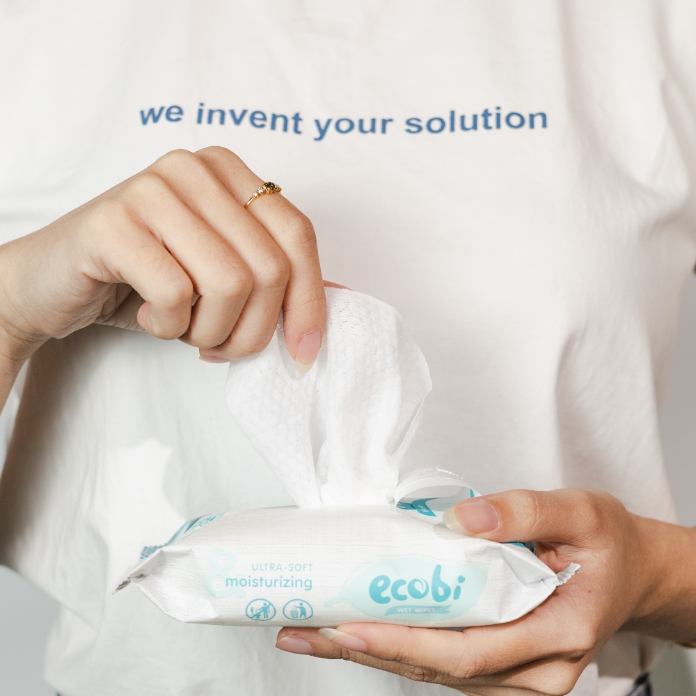 Combo 05 gói khăn giấy ướt cao cấp an toàn cho bé Ecowipes gói 20 tờ 110g không mùi không cồn không paraben