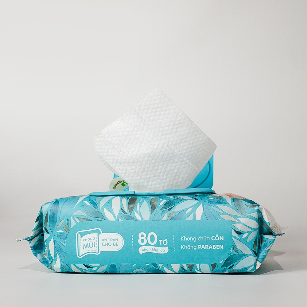 Khăn giấy ướt cao cấp an toàn cho bé Ecowipes gói 80 tờ 560g không mùi không cồn không paraben
