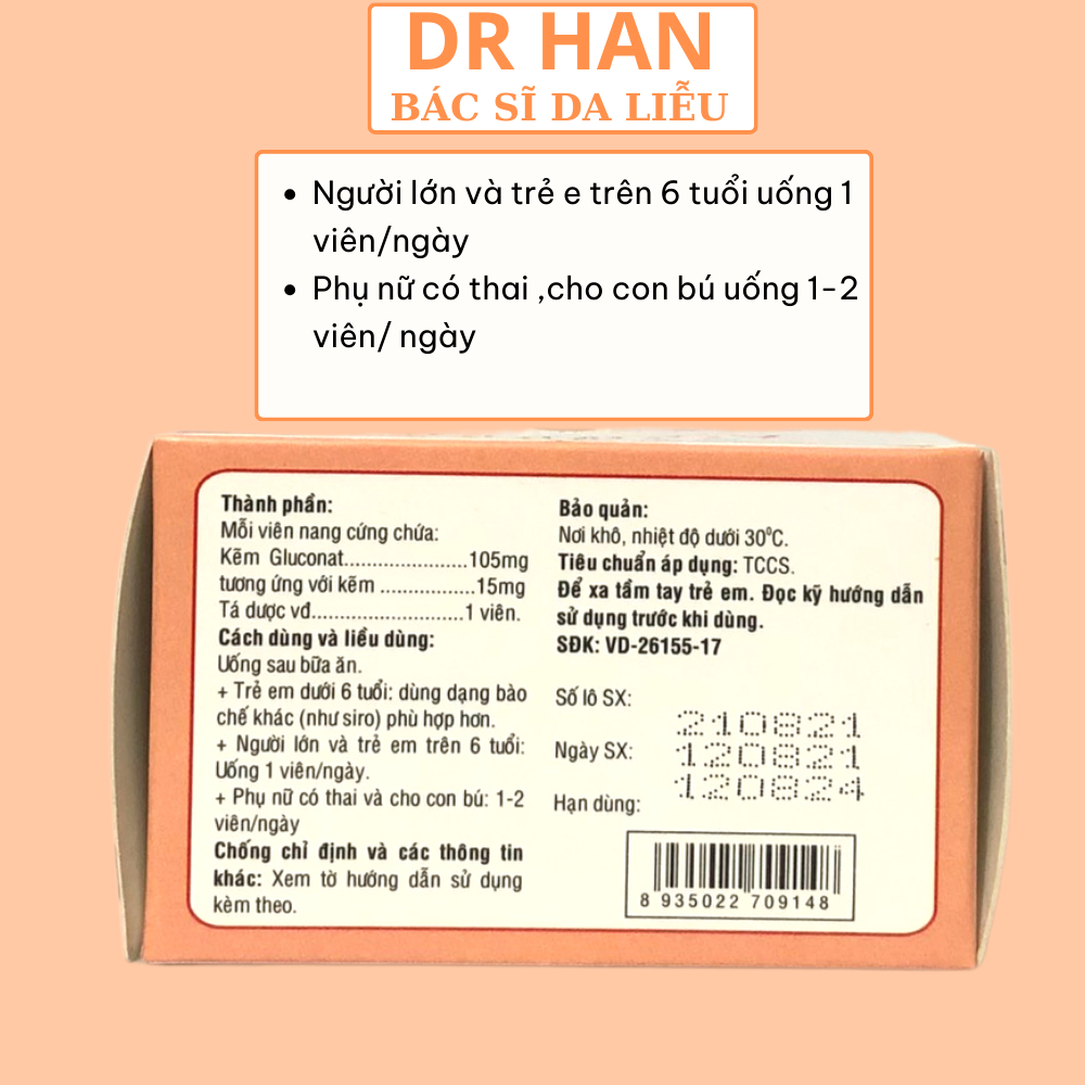 Zicum GSV viên uống bổ sung kẽm 60 viên 60 viên