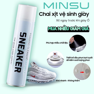Bình xịt tạo bọt tuyết vệ sinh giày dép Sneaker Minsu phiên bản Premium 1 lọ 300ml, chai giặt giầy