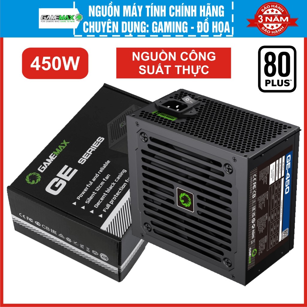 Nguồn công suất thực, chuyên dụng cho Game, thương hiệu nổi tiếng Gamemax, bảo hành chính hãng 3 năm