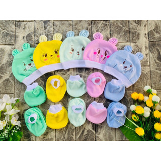 Set mũ kèm bao tay bao chân cho bé cotton đẹp