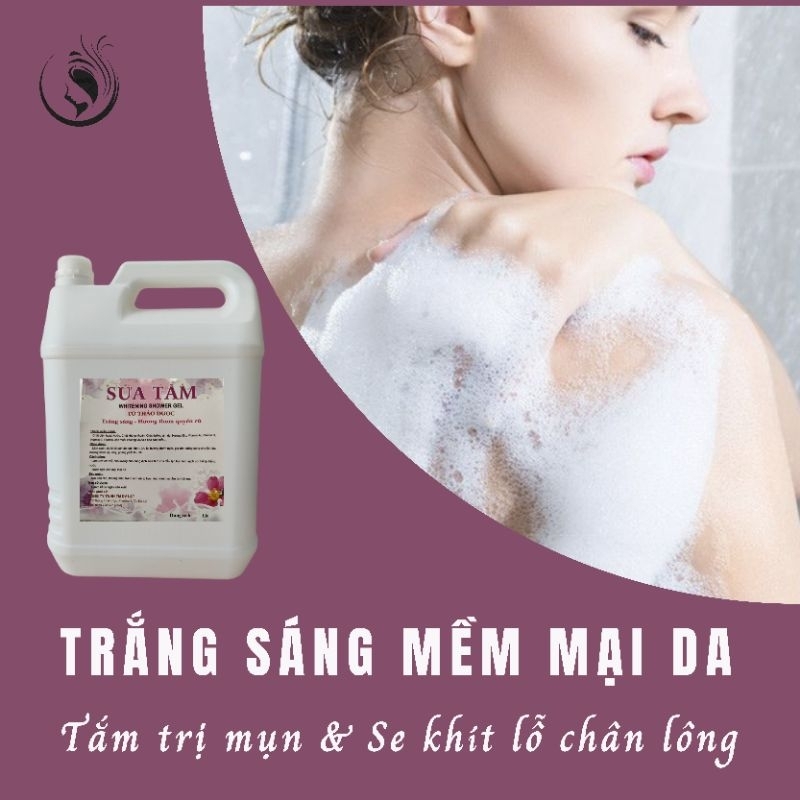 Sữa Tắm Trắng Da Dưỡng Ẩm Tẩy Tế Bào Chết Can Lớn 10L, 5L Giành Cho Salon Tiệm Tóc, Khách Sạn, Gia Đình