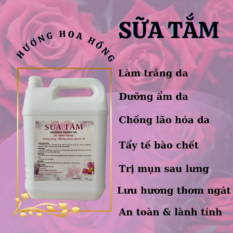 Sữa Tắm Trắng Da Dưỡng Ẩm Tẩy Tế Bào Chết Can Lớn 10L, 5L Giành Cho Salon Tiệm Tóc, Khách Sạn, Gia Đình