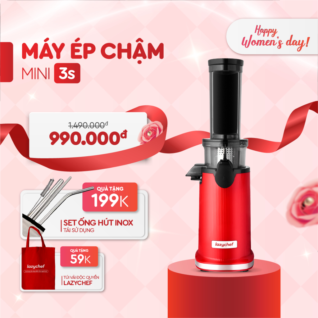 MÁY ÉP CHẬM MINI 3S LAZYCHEF - THÁO LẮP TRONG 3 GIÂY, BẢO HÀNH 12 THÁNG