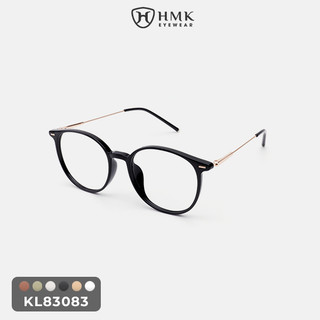 Gọng Kính Cận Kim Loại Phối Nhựa Nam Nữ HMK Eyewear Dáng Oval Dễ Mang Xinh Xắn, Có Thể Lắp Cận - KL83083