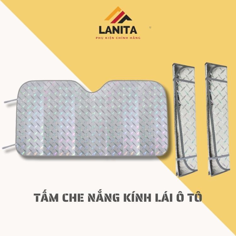 Tấm che nắng kính lái ô tô LANITA tráng nhôm chống nóng tia UV bảo vệ nội thất xe kích thước 140*75cm