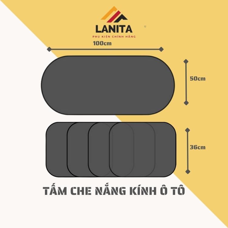 Rèm che nắng ô tô Lanita lưới và tráng bạc kích thước 50*100 và 36*44cm