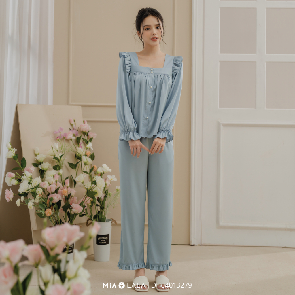Bộ đồ mặc nhà lụa cổ vuông thanh lịch MIALALA 3279 DH04013279