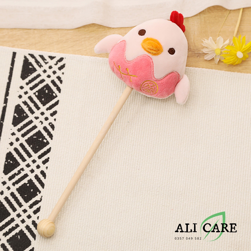 Gậy đấm lưng hình thú nhồi bông đáng yêu, cây đấm lưng thư giãn vải bông mềm, tay cầm bằng gỗ chắc chắn ALI CARE