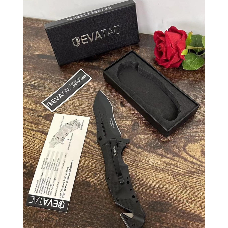Dao gấp cứu hộ EVATAC Shadow Black  // Camping // Dã ngoại // Sinh tồn