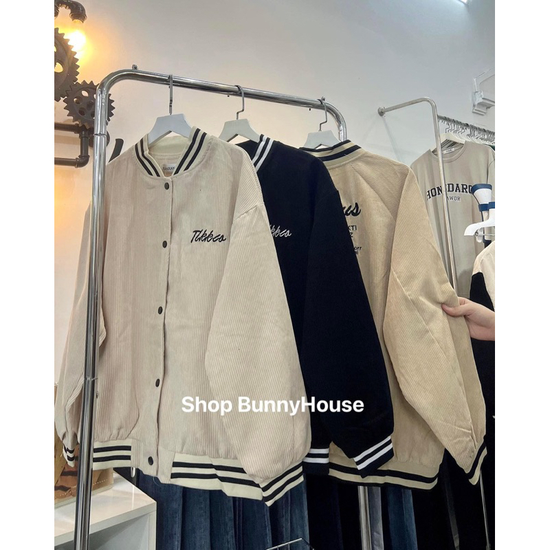 Áo khoác bomber chất nhung tăm unisex 3 màu