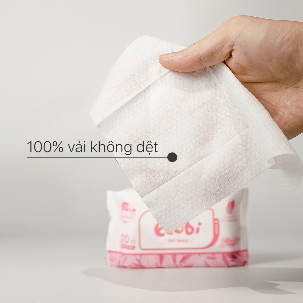 Combo 05 gói khăn giấy ướt cho bé Ecobi gói 20 tờ Hương Dịu Nhẹ không cồn không paraben an toàn cho da của bé