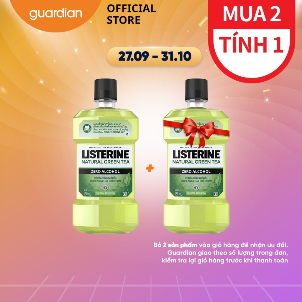 Nước Súc Miệng Trà Xanh Listerine Natural Greentea Zero Alcohol Listerine 750ml