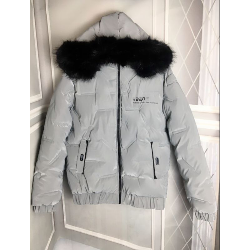 Áo phao Nam có mũ lông, phong cách Hàn