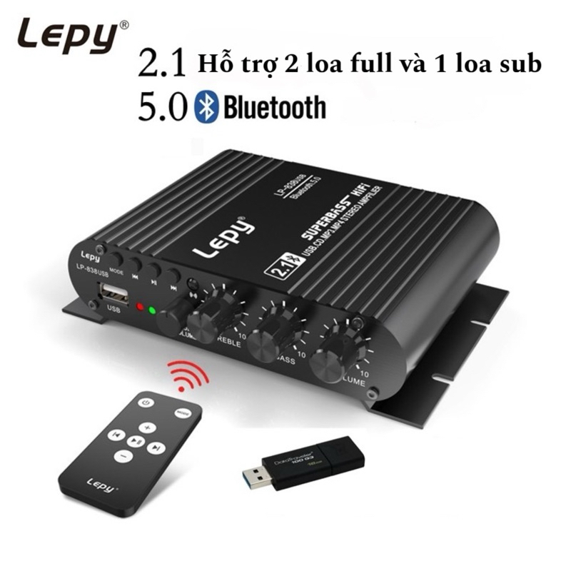 AMPLY mini LEPY LP-838USB, được hỗ trợ bluetooth 5.0 ( Bảo Hành 12 tháng Chính Hãng LEPY )