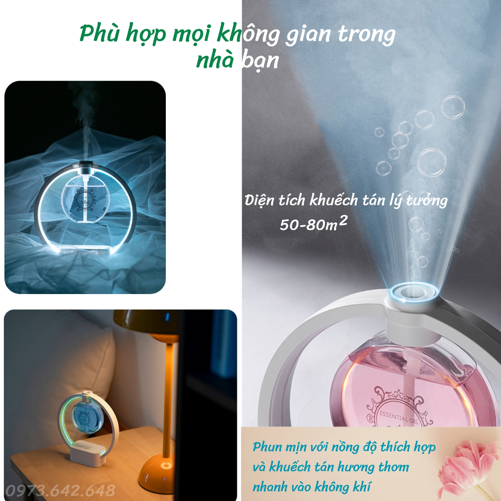 Máy Xịt Thơm Phòng Tự Động Tích Hợp Đèn Ngủ Máy Khuếch Tán Nước Hoa Khử Mùi Làm Thơm Phòng Tạo Ẩm Xông Tinh Dầu_ BC04