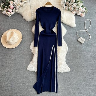 Đầm len xẻ tà bling sang trọng dự tiệc