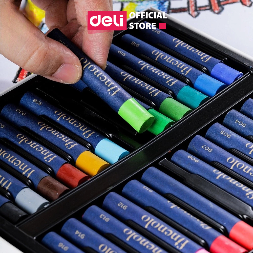 Bút Màu Sáp Dầu Chuyên Nghiệp Soft Oil Pastel Cao Cấp Finenolo Deli - Vẽ Tranh Tô Màu Mịn Đắp Tranh
