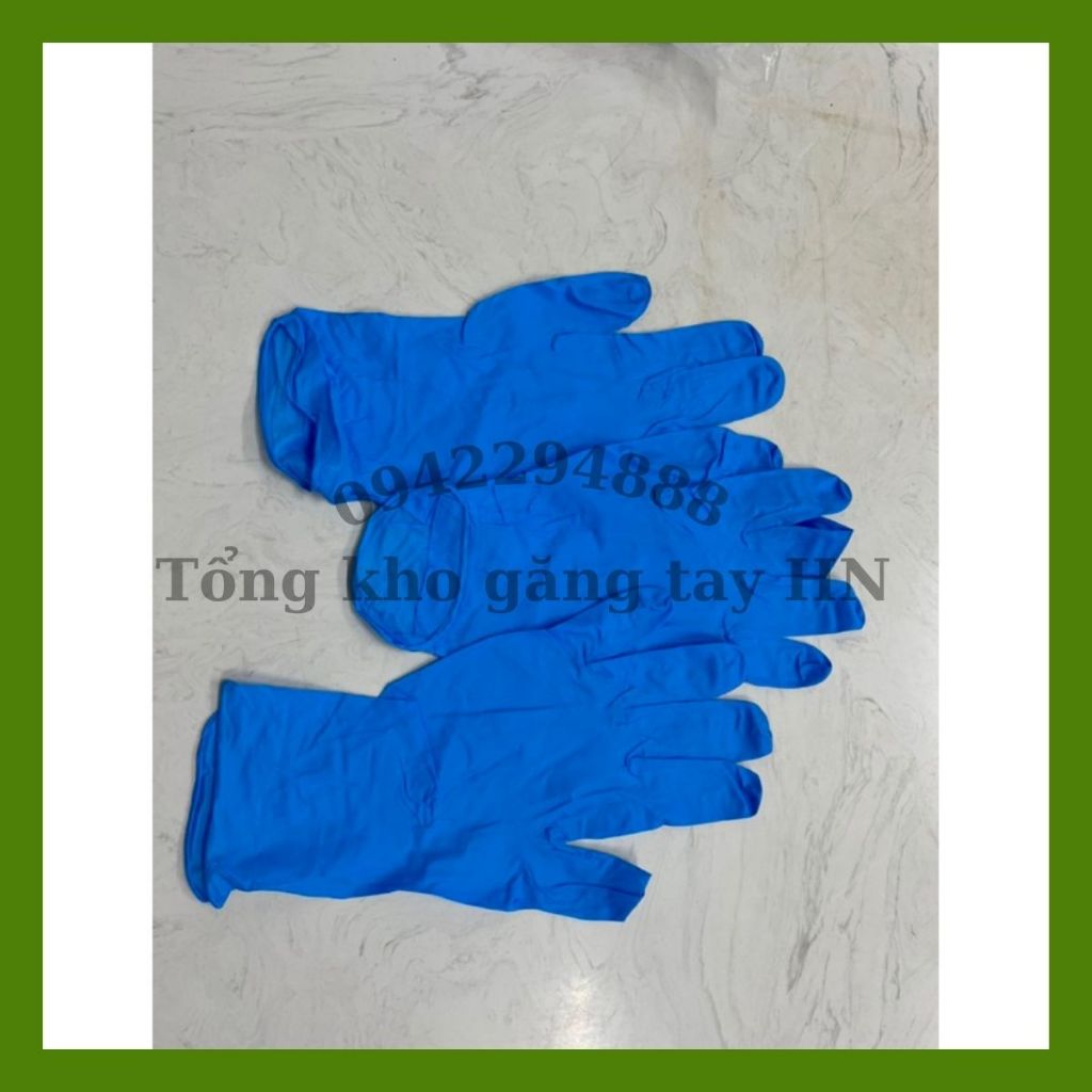 Bịch 100 cái găng tay y tế màu xanh, bao tay y tế màu xanh hàng nhà máy
