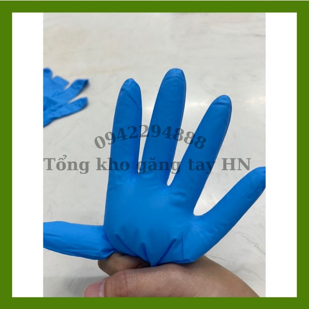 Bịch 100 cái găng tay y tế màu xanh, bao tay y tế màu xanh hàng nhà máy