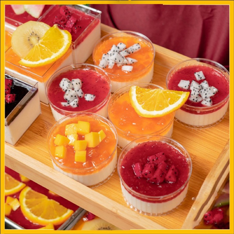 Set Nguyên liệu làm Panna Cotta thạch kem sữa Ý thành phẩm 25-30 hũ 3 vị mứt sinh tố trái cây