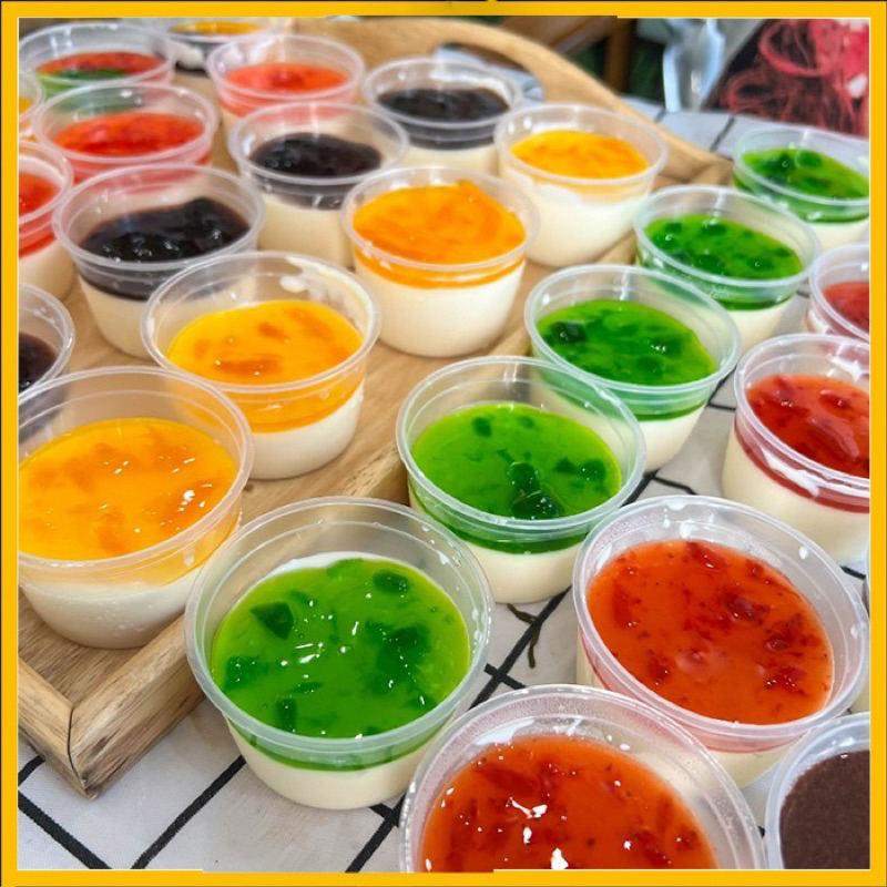 Set Nguyên liệu làm Panna Cotta thạch kem sữa Ý thành phẩm 25-30 hũ 3 vị mứt sinh tố trái cây