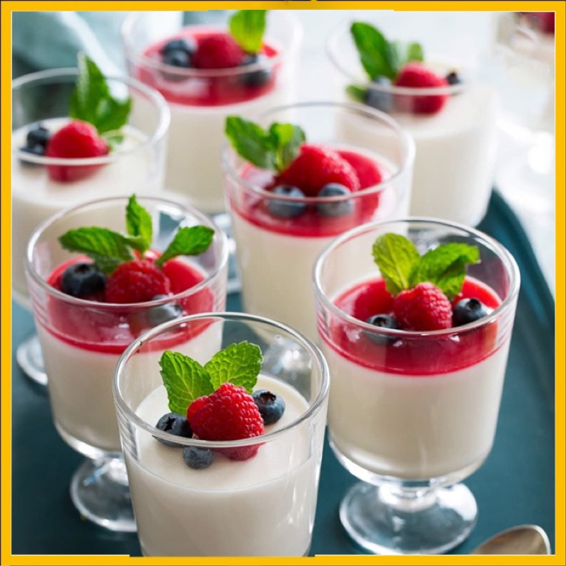 Set Nguyên liệu làm Panna Cotta thạch kem sữa Ý thành phẩm 25-30 hũ 3 vị mứt sinh tố trái cây