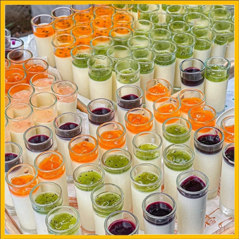 Set Nguyên liệu làm Panna Cotta thạch kem sữa Ý thành phẩm 25-30 hũ 3 vị mứt sinh tố trái cây