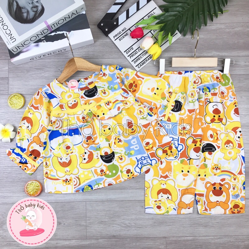 Bộ tole/lanh dài bé gái, đồ bộ dài mặc nhà bé gái shop thỏ baby kids