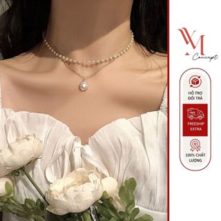 YM Concept Dây Chuyền Vòng Cổ Đính Ngọc Nhân Tạo 2 Lớp - PK0039