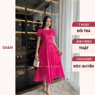 Váy hồng cánh sen dáng dài đi biển kín đáo, nhẹ nhàng thương hiệu Giian - VA0118HS