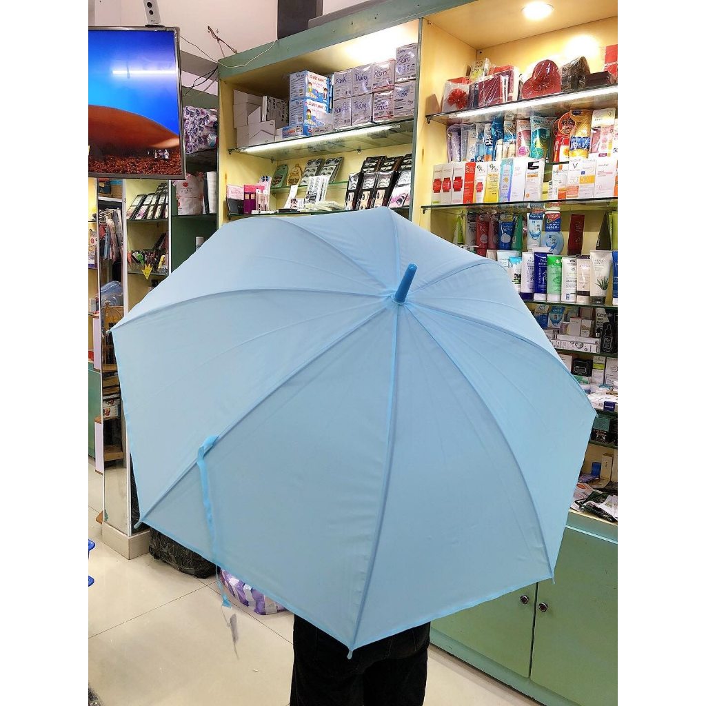 Ô dù màu trơn cán dài