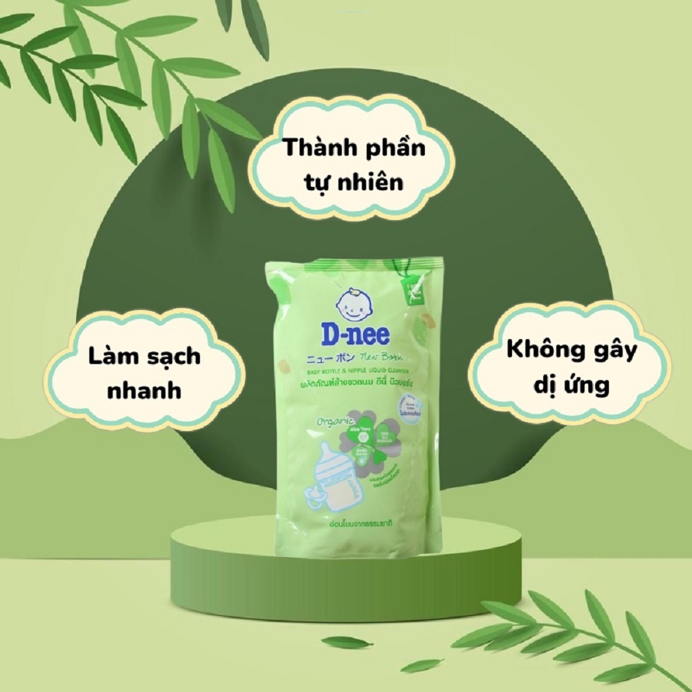 Nước rửa bình sữa Dnee Organic Thái trà xanh túi 550ml/ chai 600ml