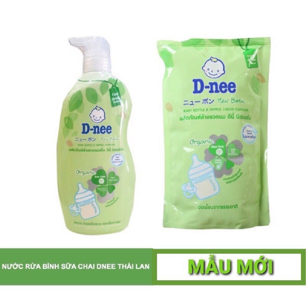 Nước rửa bình sữa Dnee Organic Thái trà xanh túi 550ml/ chai 600ml