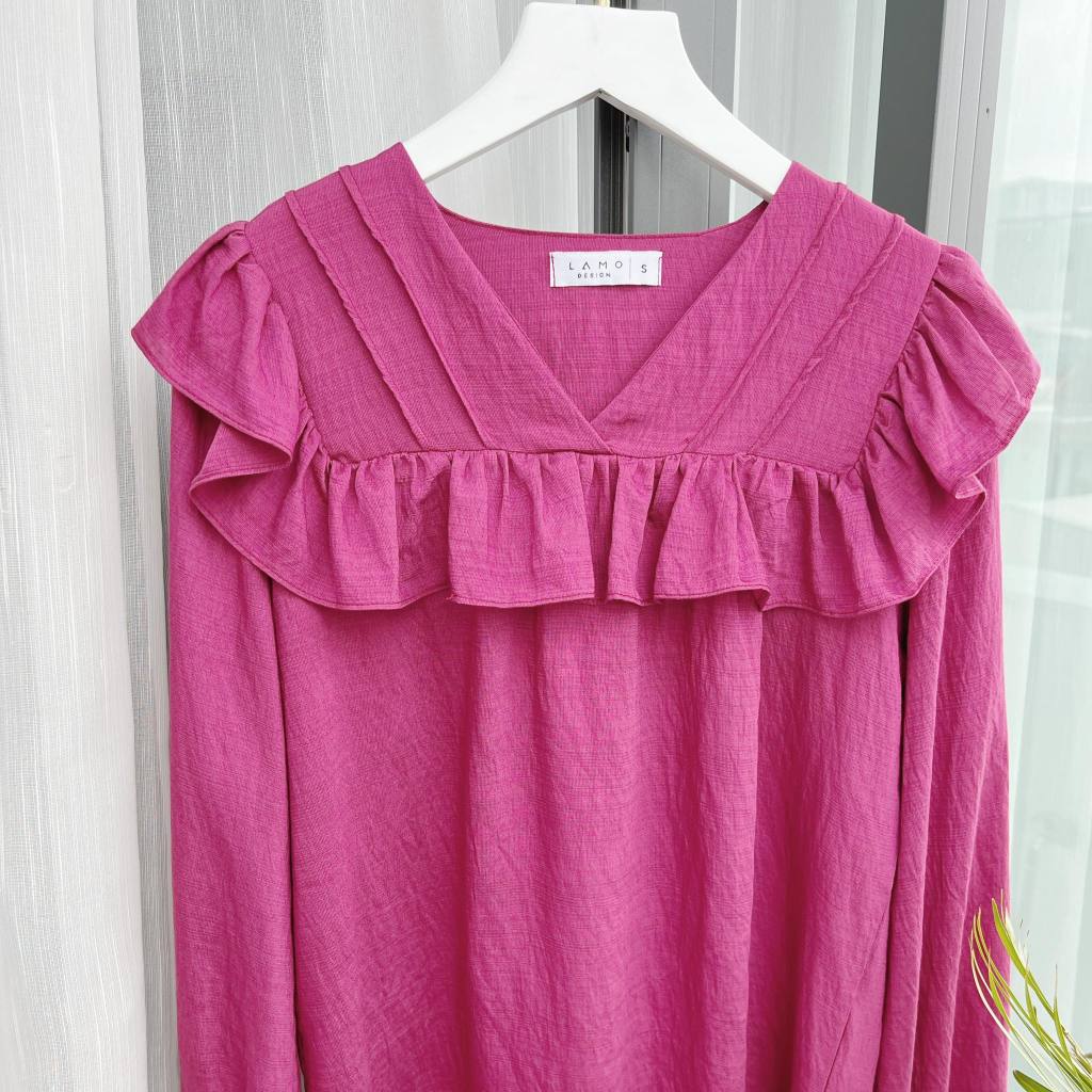 Áo kiểu nữ hàn quốc mùa thu nhẹ nhàng phong cách bèo nhẹ nữ tính trẻ trung LAMO- B1134