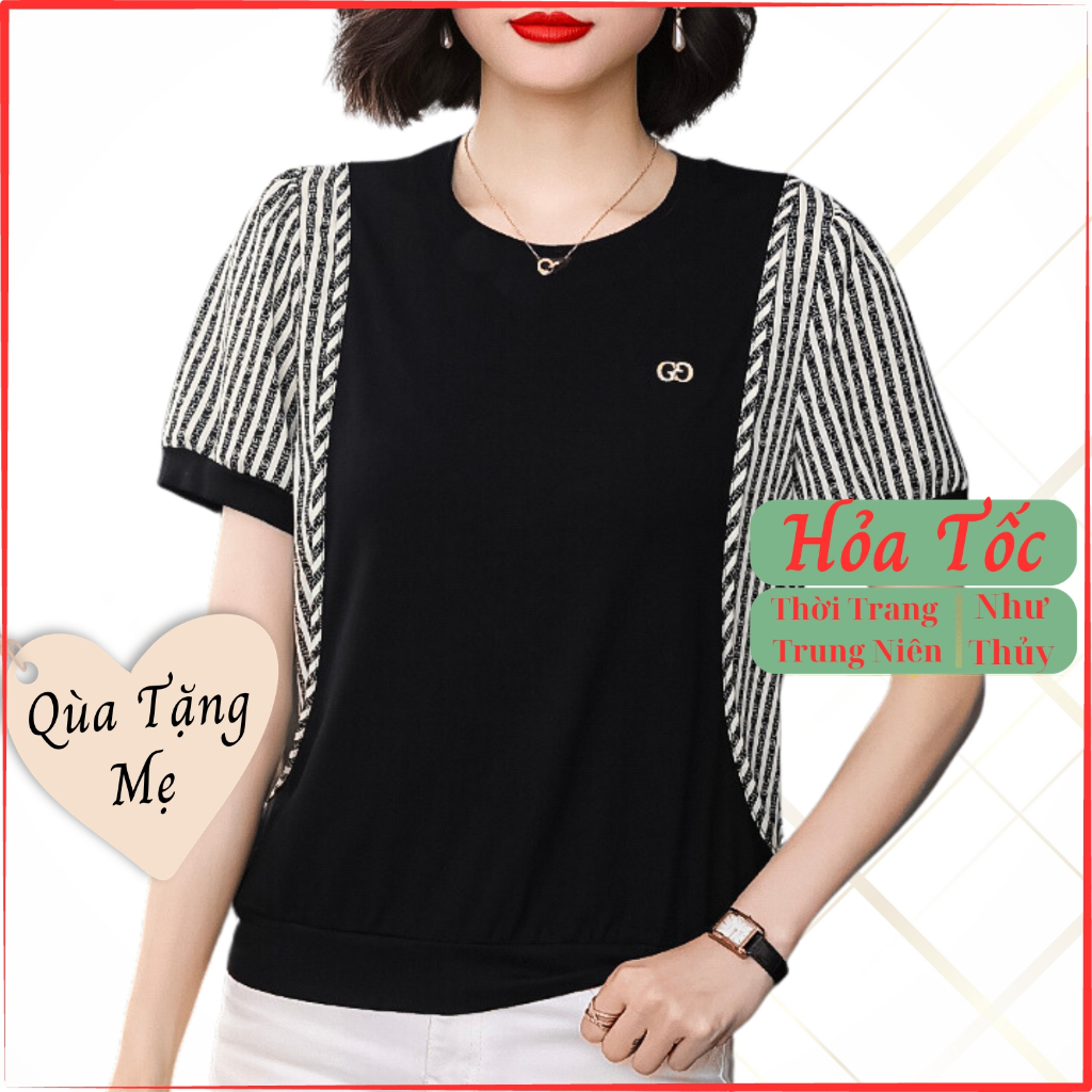 Áo Cánh Dơi Ngắn Tay Cho Mẹ Thời Trang Trung Niên Như Thủy LE002
