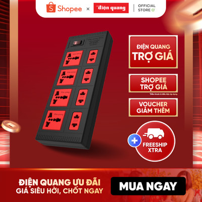 [HỎA TỐC] Ổ cắm điện đa năng Điện Quang ECO ĐQ ESK 8ECO (8 Lỗ) chịu tải cao, tự ngắt khi quá tải, Bảo hành 12 tháng