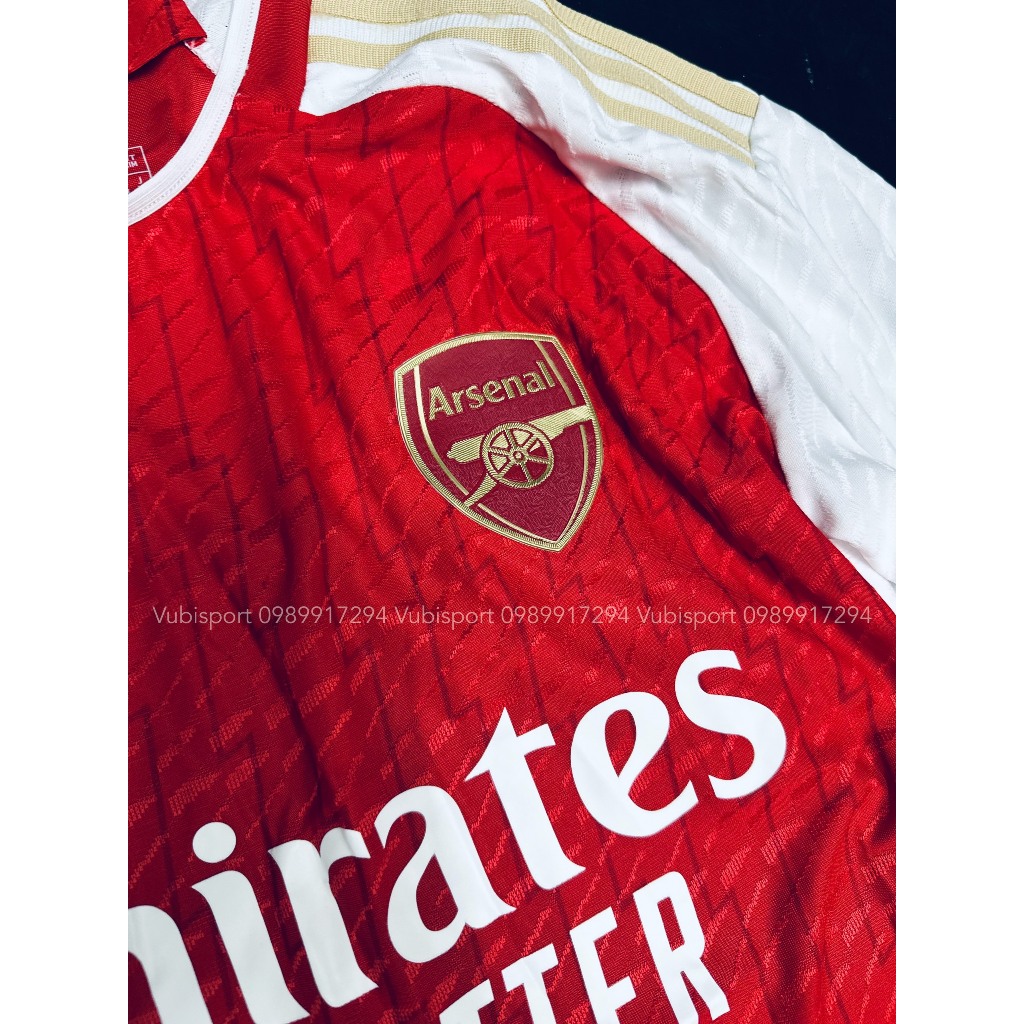 Áo bóng đá player phiên bản cận hãng ngắn tay clb Arsenal sân nhà áo đỏ 2023 2024 logo cao su non