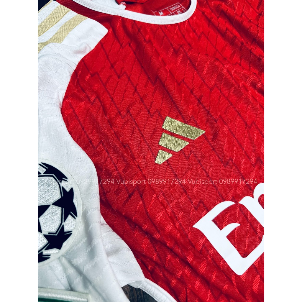 Áo bóng đá player phiên bản cận hãng ngắn tay clb Arsenal sân nhà áo đỏ 2023 2024 logo cao su non